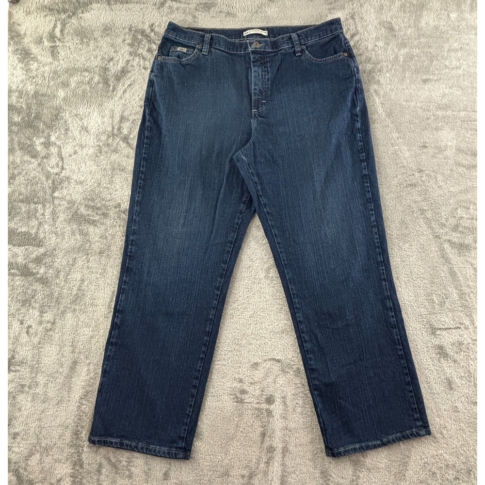 Lee Relaxed Fit Straight Leg Jeans Womens 16 Short Dark Stretch Denim 30" Inseam